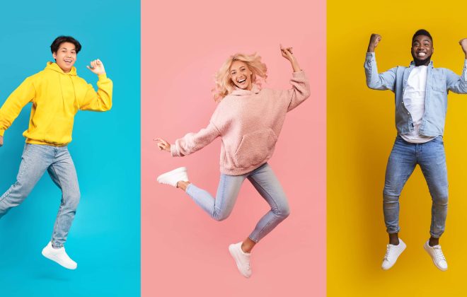 creative trends - represented by people on coloured backdrop